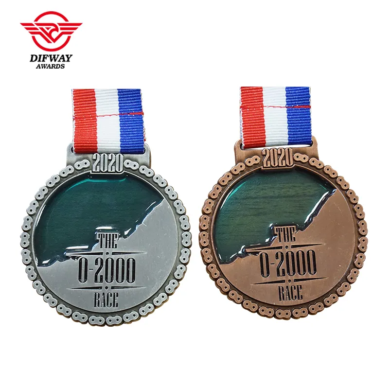 Custom Virtual Races Medals, Die Cast Mountain Challenge Transparent Medallions.