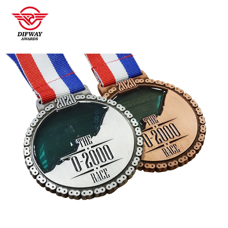 Custom Virtual Races Medals, Die Cast Mountain Challenge Transparent Medallions.