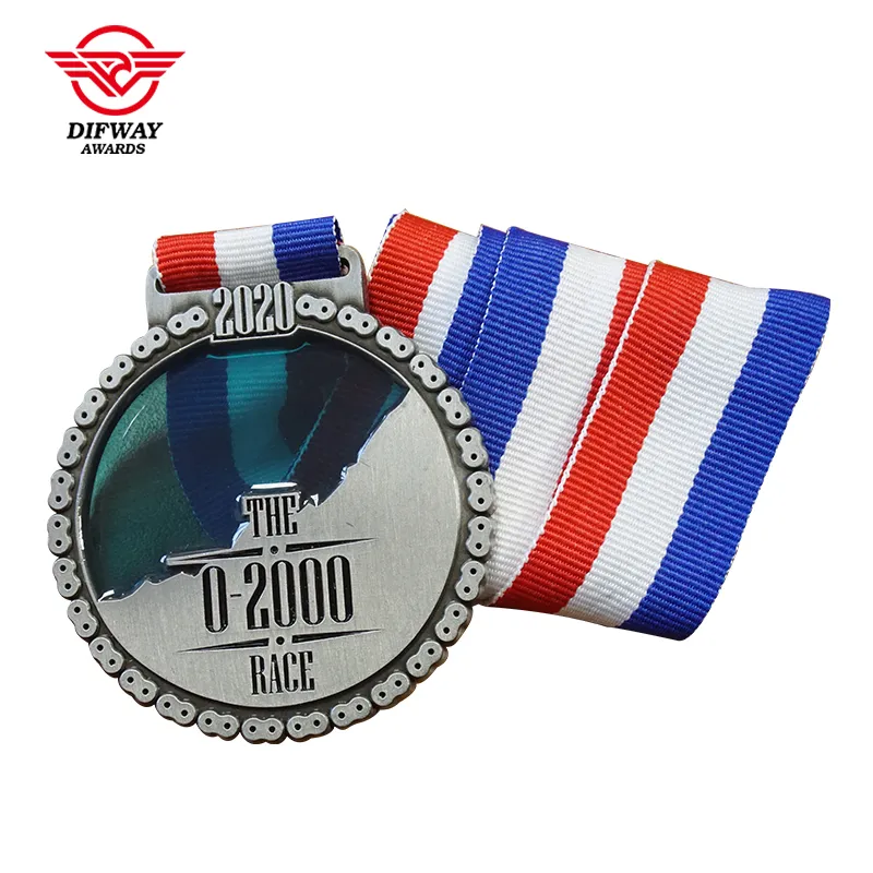 Custom Virtual Races Medals, Die Cast Mountain Challenge Transparent Medallions.