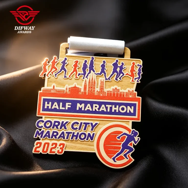 Custom Multi-Layer Wooden Half Marathon Medal, Laser Cut Runner UV Printed Finisher Medallions.