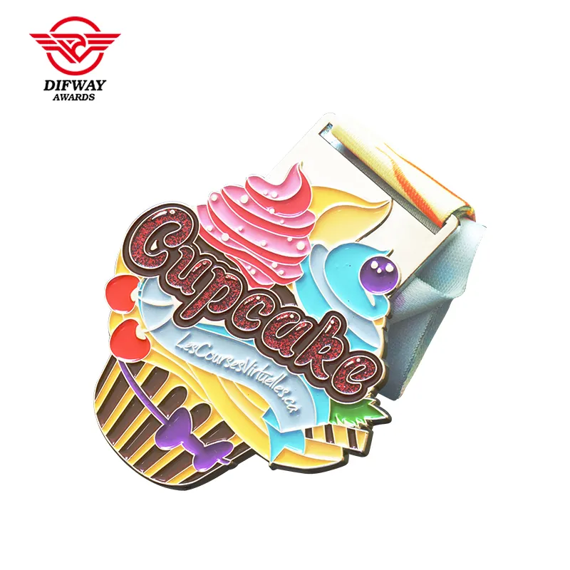 Custom Soft Enamel Virtual Run Medal, Glitter Metal Finisher Race Medallions.