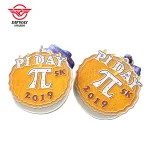 Custom 5K Virtual Run Medal, Gold Glitter Soft Enamel Zinc Alloy Math Themed Finisher Medallions.