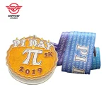 Custom 5K Virtual Run Medal, Gold Glitter Soft Enamel Zinc Alloy Math Themed Finisher Medallions.