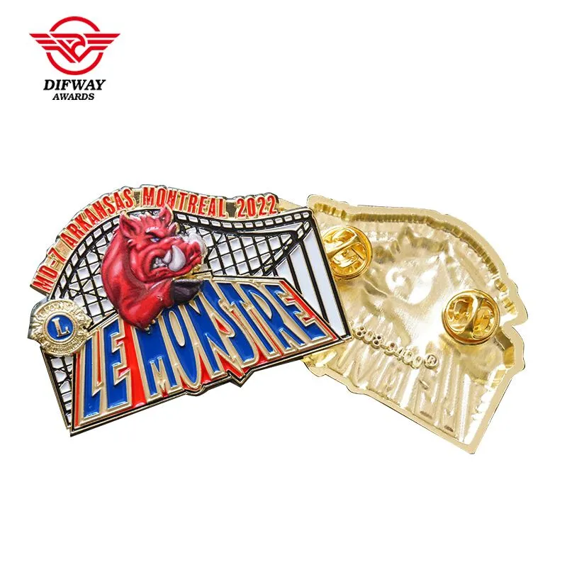 Custom Zinc Alloy Lions Club 3D Mold Lapel Pin, Sofe Enamel With UV Printing Badge.