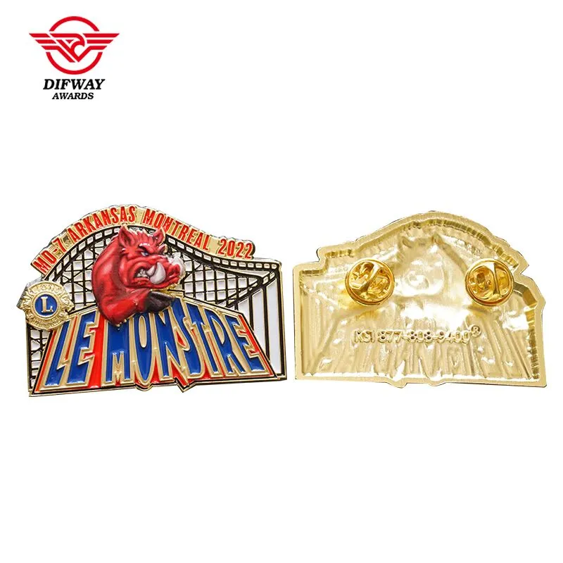 Custom Zinc Alloy Lions Club 3D Mold Lapel Pin, Sofe Enamel With UV Printing Badge.