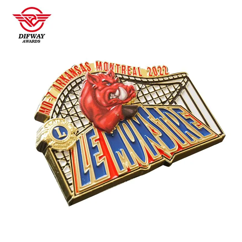 Custom Zinc Alloy Lions Club 3D Mold Lapel Pin, Sofe Enamel With UV Printing Badge.