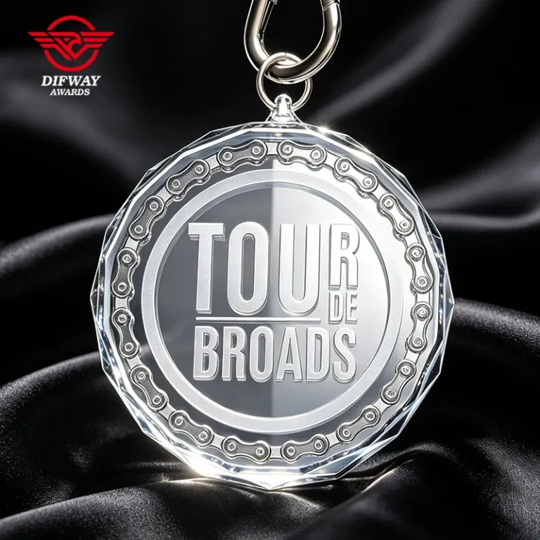 Custom Glass Medal, Bespoke Sports Awards Laser Engraved Crystal Medallions.