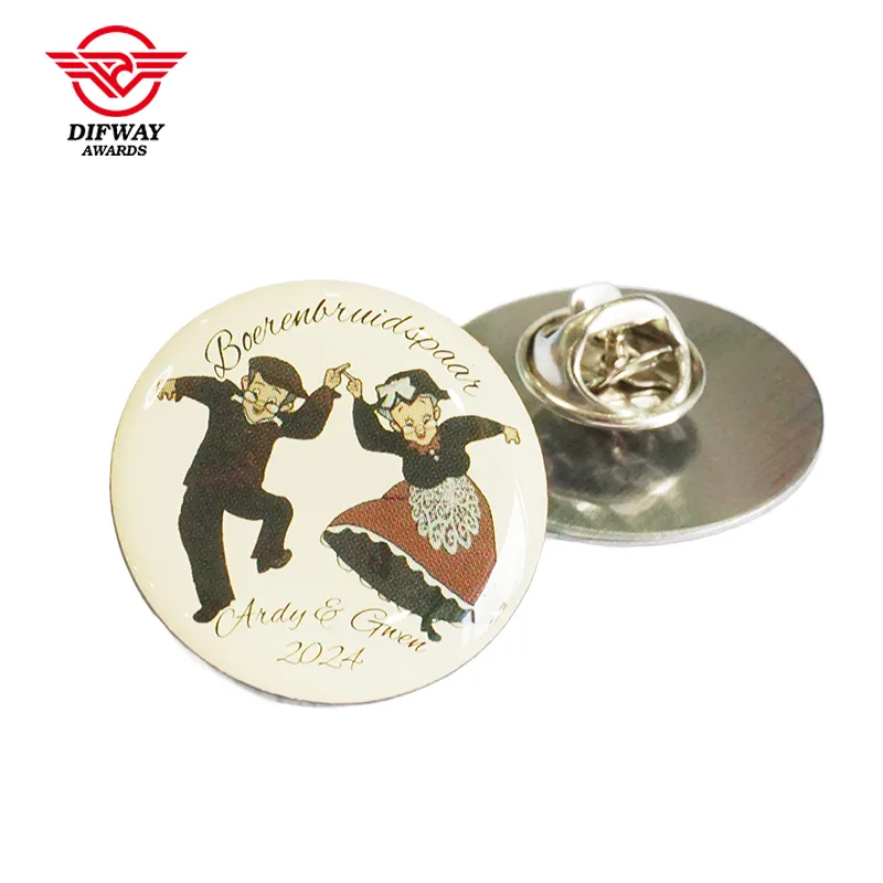 Custom Full Color Print Pin, Stainless Iron Photo Dome Badge For Festival Event Souvenir.