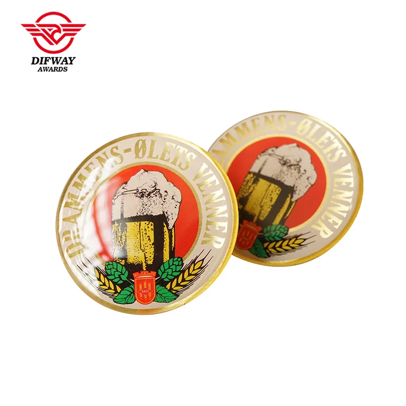 Die Strucking Brass Lapel Pins, Printed Epoxy Copper Brass Beer Festival Club Event Souvenir Badge.