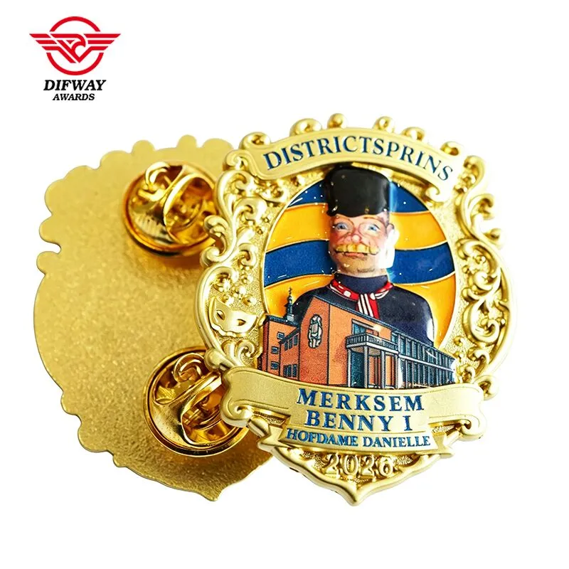 Custom Zinc Alloy Carnival Lapel Pin, 3D Embossed Festival Souvenir Metal Badge