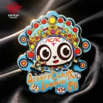 Custom Zinc Alloy Die Cast 3D Lapel Pin, Panda Mascot Badge With UV Full‑Color Printing