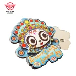 Custom Zinc Alloy Die Cast 3D Lapel Pin, Panda Mascot Badge With UV Full‑Color Printing