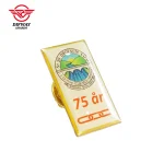 Custom Printed Epoxy Gold Lapel Pin, Die Strucking Brass Anniversary Commemorative Event Badge