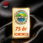 Custom Printed Epoxy Gold Lapel Pin, Die Strucking Brass Anniversary Commemorative Event Badge
