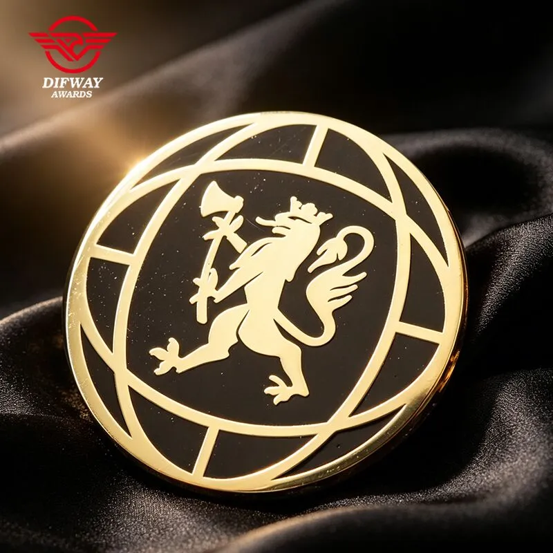 Custom Hard Enamel Lapel Pins, Gold Plated Heraldic Lion Logo Activity Souvenir Badge