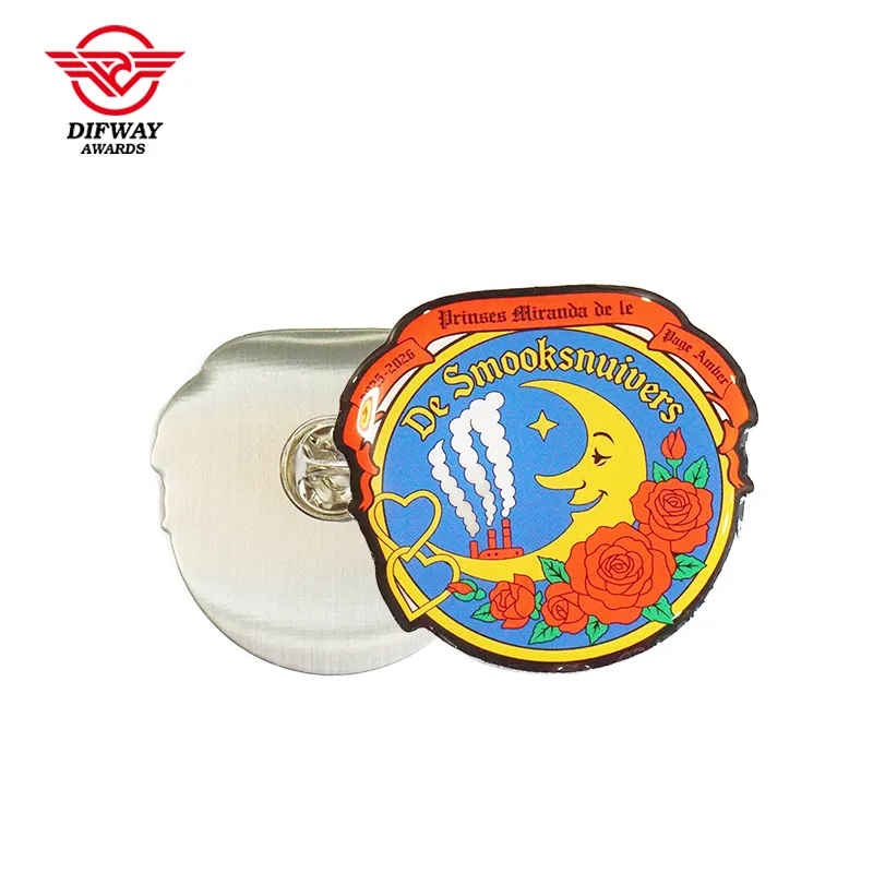 Printed Epoxy Die Strucking Metal Pins For Shirts, Carnival Festival Event Souvenir Badge.