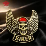 Making Your Own Design Cute Enamel Pins, Biker Skull Wing Metal Badges.