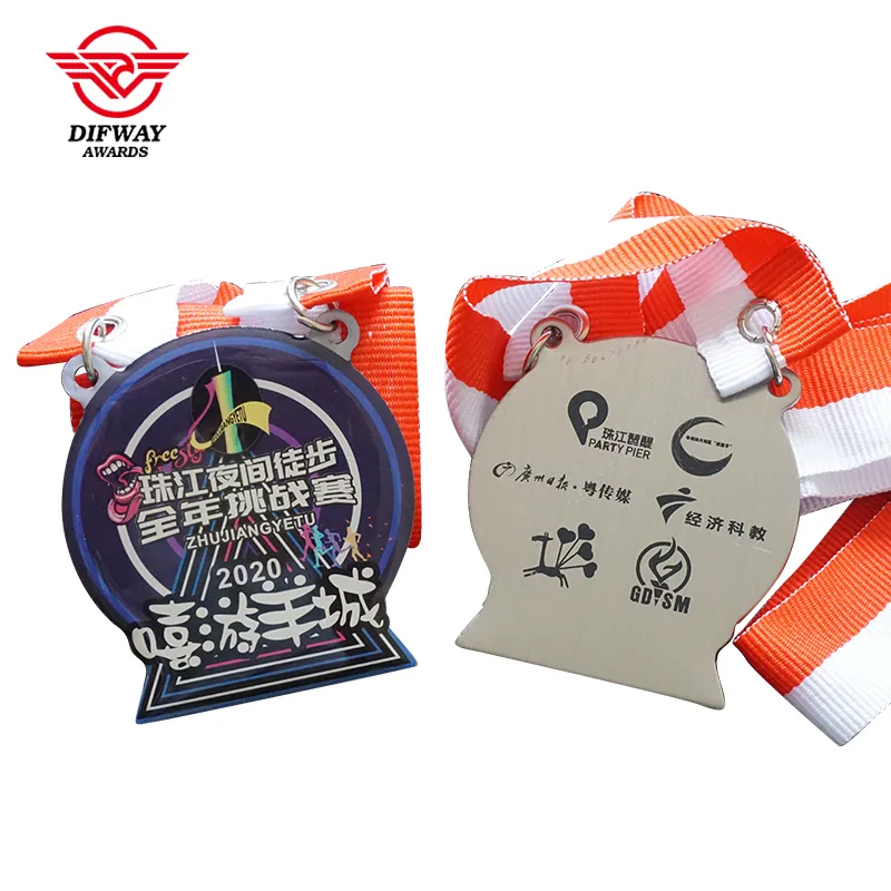 Custom Die Struck Stainless Iron Running Medallions, Night Trail Event Medal.