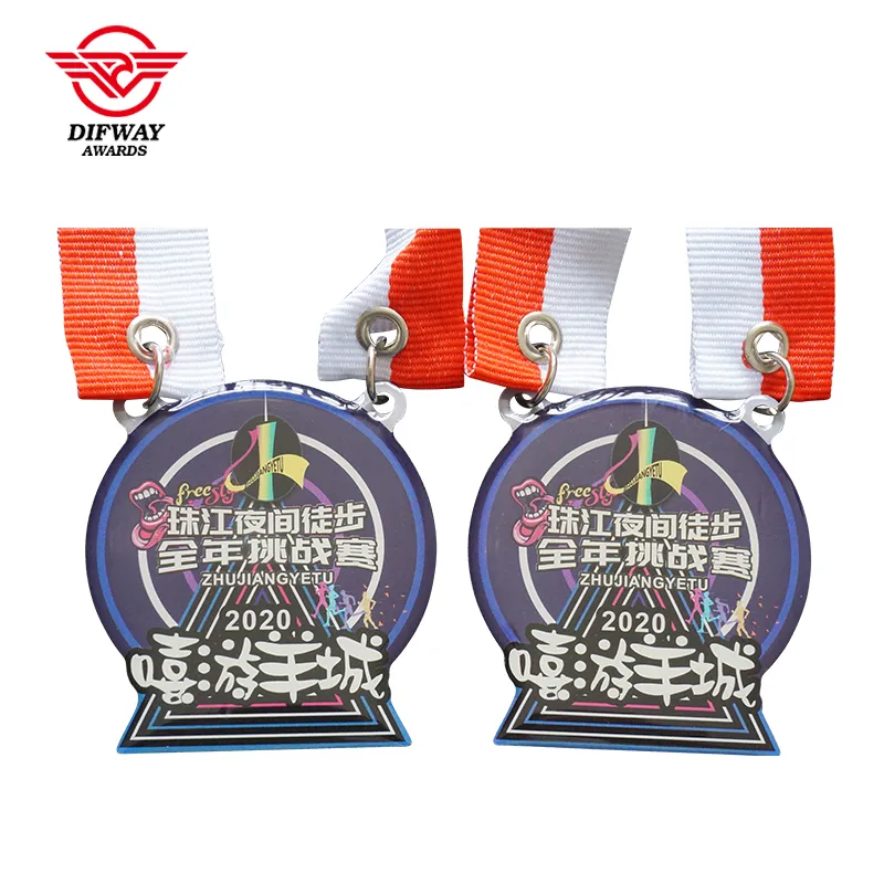 Custom Die Struck Stainless Iron Running Medallions, Night Trail Event Medal.
