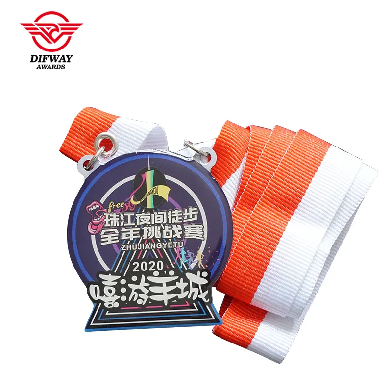 Custom Die Struck Stainless Iron Running Medallions, Night Trail Event Medal.