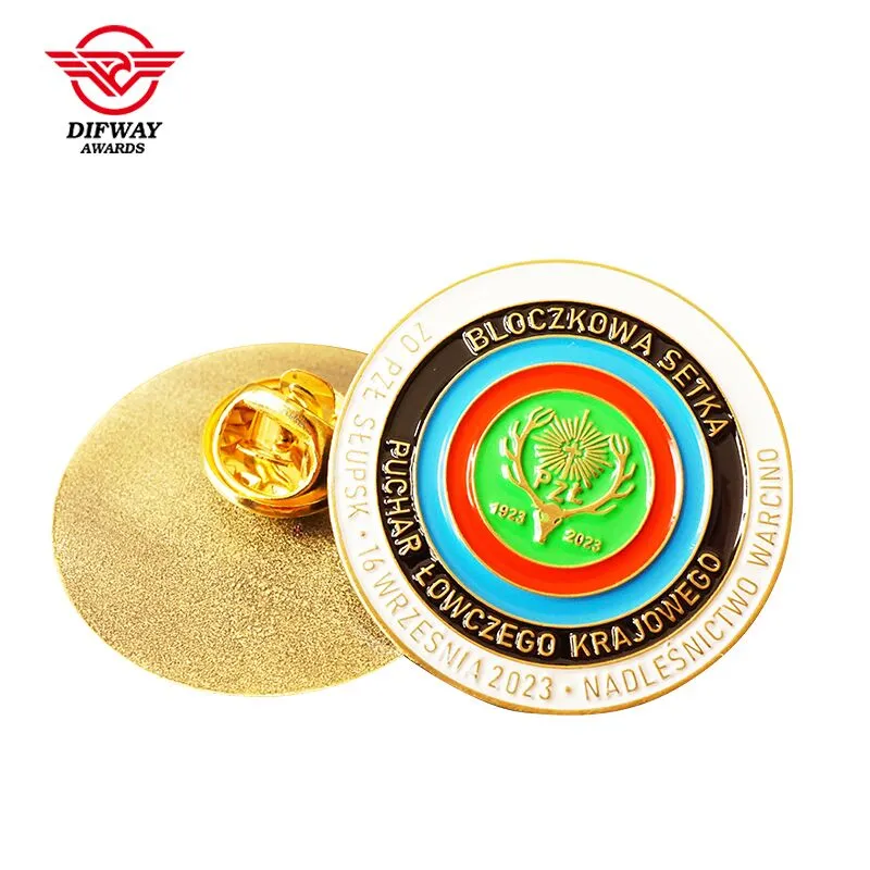 Custom Antique Gold Plated Soft Enamel Lapel Pin, Round Multi‑Color Event Commemorative Metal Badge