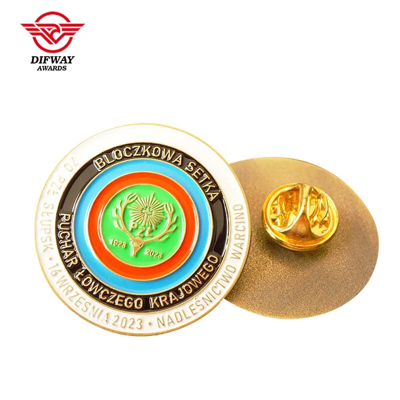 Custom Antique Gold Plated Soft Enamel Lapel Pin, Round Multi‑Color Event Commemorative Metal Badge