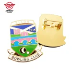 Custom Soft Hard Enamel Pin Badges Shield Shape Bowling Club Member Metal Badge.