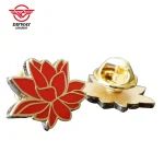 Custom Gold Plated Metal Pin Badges, Flower Themed Event Commemorative Metal Badge