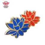 Custom Gold Plated Metal Pin Badges, Flower Themed Event Commemorative Metal Badge