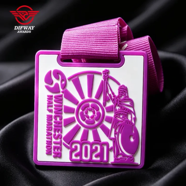 Custom Kids Half Marathon Plastic Award Medals, Soft PVC Medallions.
