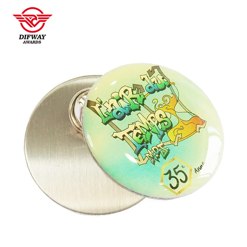 Stainless Iron Round Printable Pins, Graffiti Style Anniversary Event Souvenir Badge.