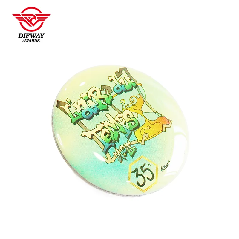 Stainless Iron Round Printable Pins, Graffiti Style Anniversary Event Souvenir Badge.