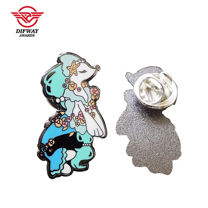 Custom Soft And Hard Enamel Pins, Fantasy Character Art Themed Event Collectible Badge.